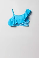 Maillot de bain deux-pièces à épaule unique volantée pour fille