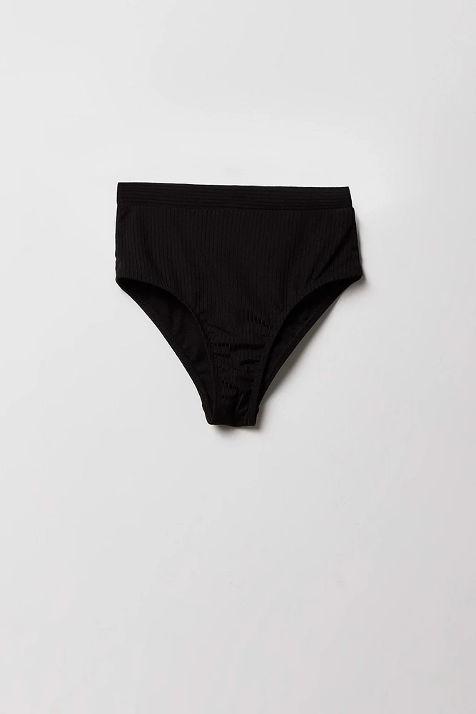 Maillot de bain deux pièces côtelé à manche courte pour filles