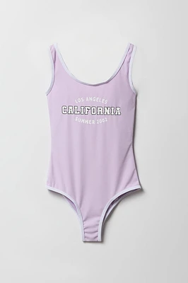Maillot de bain une-pièce côtelé imprimé pour fille