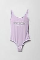 Maillot de bain une-pièce côtelé imprimé pour fille