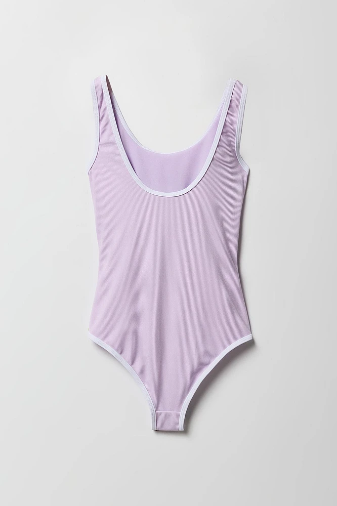 Maillot de bain une-pièce côtelé imprimé pour fille