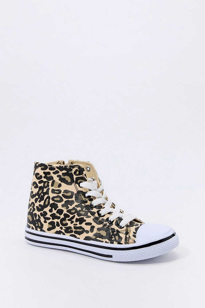 Girls Cheetah Print High Top Sneaker