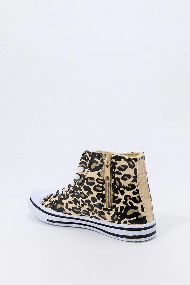 Girls Cheetah Print High Top Sneaker