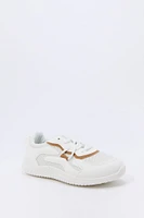 Girls Faux Leather & Mesh Sneaker