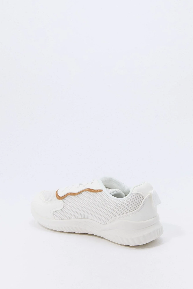 Girls Faux Leather & Mesh Sneaker