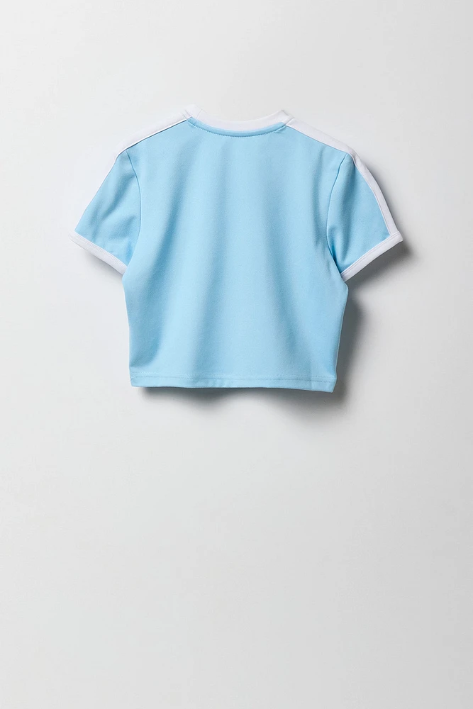 T-shirt Ã  lisÃ©rÃ© contrastant avec imprimÃ© Sporty pour fille