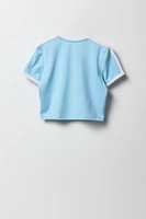 T-shirt à liséré contrastant avec imprimé Sporty pour fille