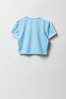 T-shirt à liséré contrastant avec imprimé Sporty pour fille