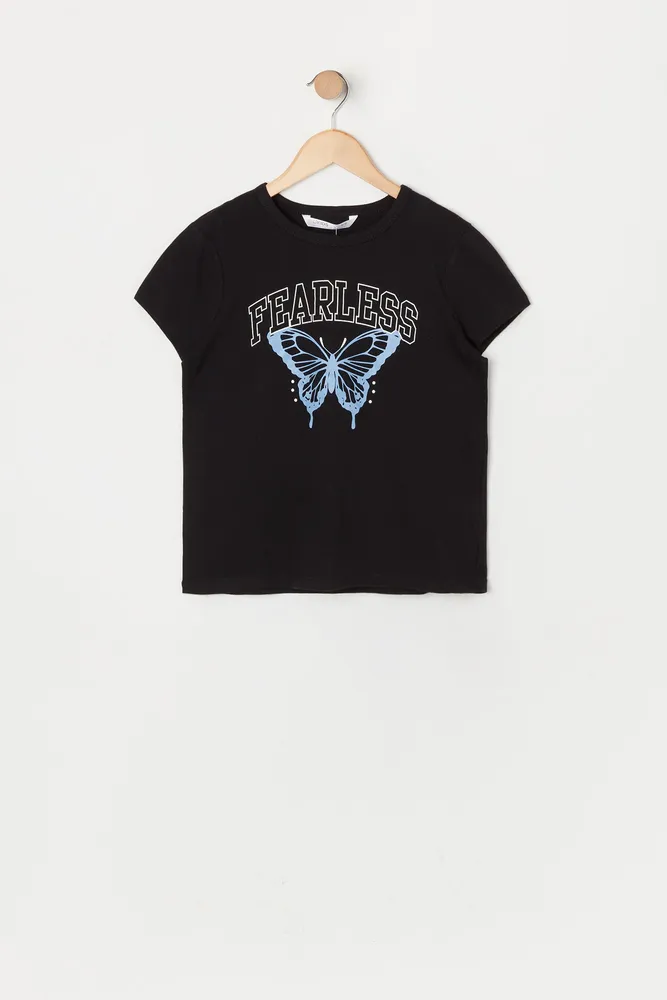 Girls Fearless Butterfly Graphic T-Shirt