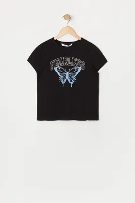 Girls Fearless Butterfly Graphic T-Shirt