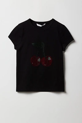 Girls Rhinestone Cherry T-Shirt