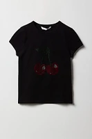 Girls Rhinestone Cherry T-Shirt