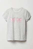 Girls Rhinestone Bow Graphic T-Shirt