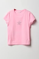 T-shirt à motif d'étoile en pierres du Rhin pour filles