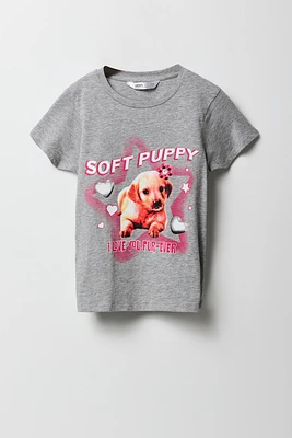 Girls Soft Puppy Graphic T-Shirt