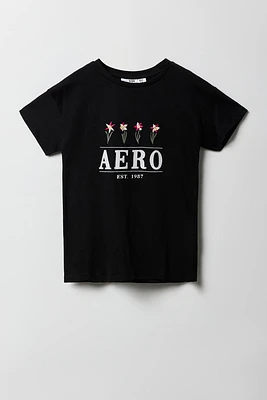 Girls Aero Floral Embroidered T-Shirt