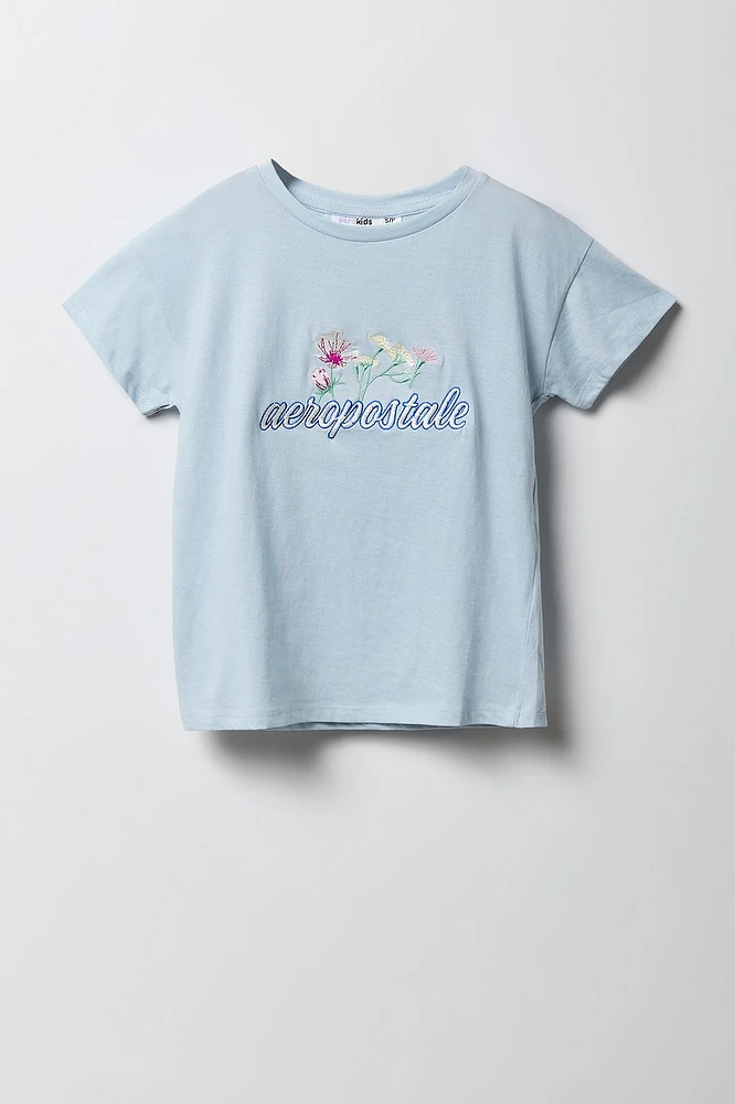 T-shirt avec motif floral brodé Aeropostale pour fille