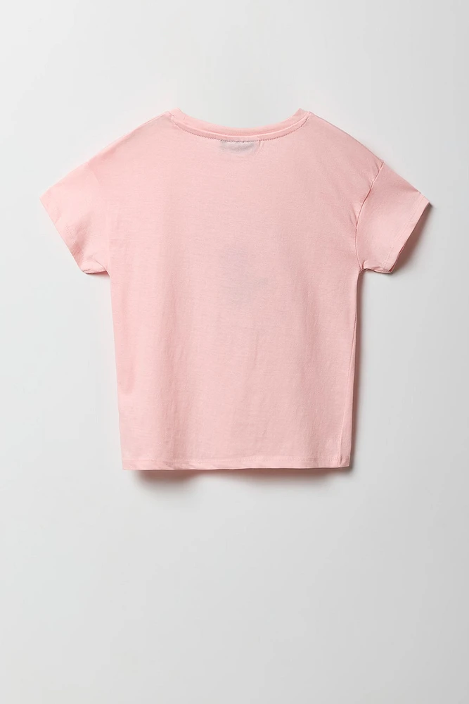 T-shirt avec motif brodé Aeropostale rose pour fille