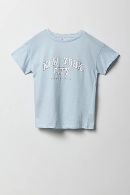 T-shirt à imprimé NYC scintillant pour fille