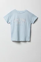 T-shirt à imprimé NYC scintillant pour fille