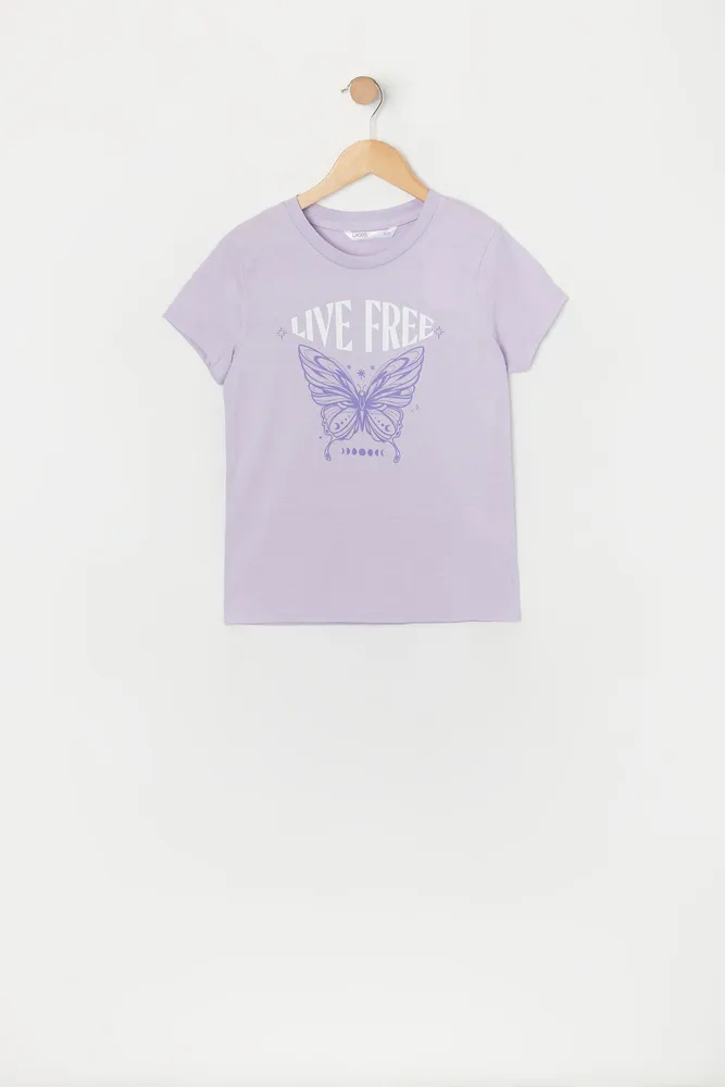 Girls Butterfly Print T-Shirt