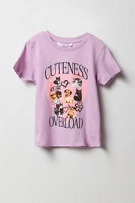 T-shirt à imprimé Cuteness Overload pour fille