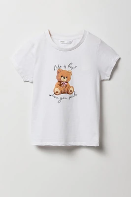 T-shirt à imprimé Smile Bear pour fille