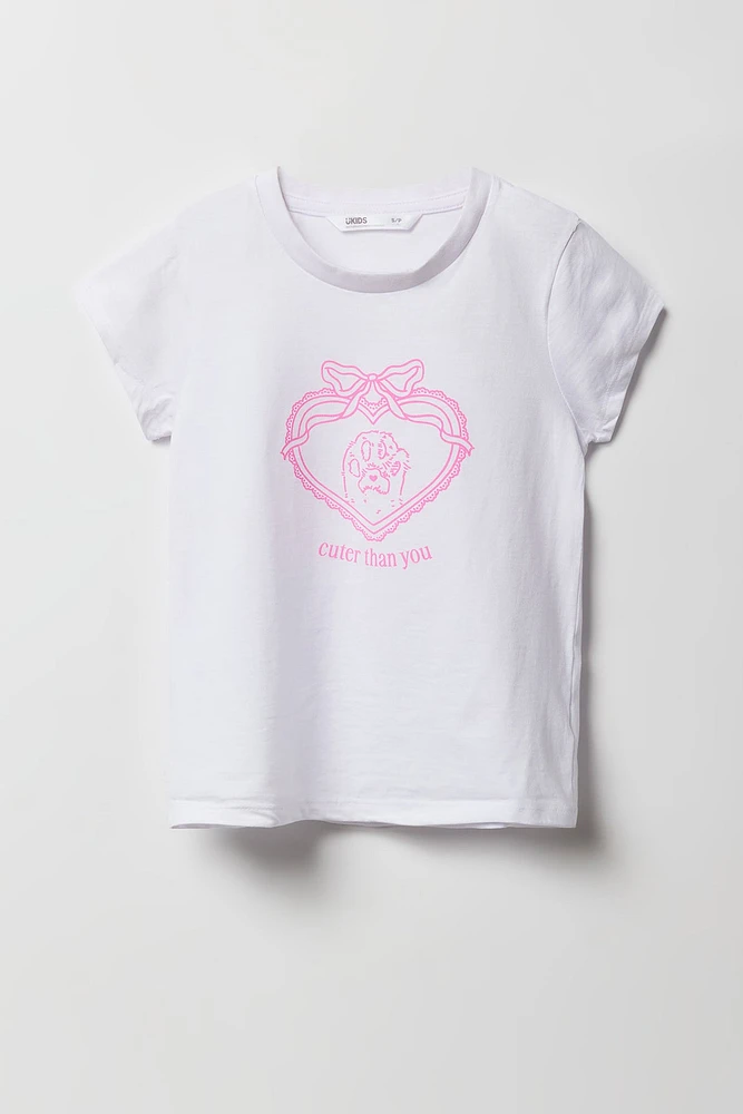 T-shirt à imprimé Cuter Than You pour fille