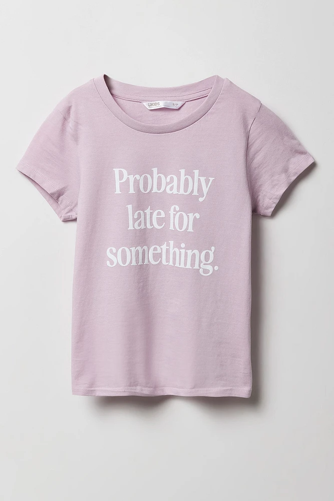 T-shirt à imprimé Probably Late pour fille
