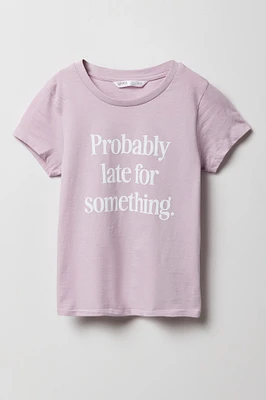 T-shirt à imprimé Probably Late pour fille