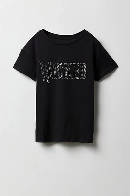 T-shirt à imprimé Wicked avec pierres du Rhin pour fille