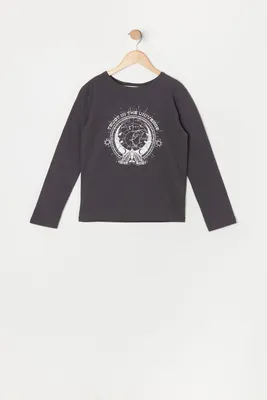 Girls Trust the Universe Graphic Long Sleeve Top