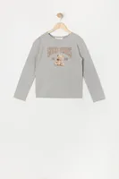 Girls Solid Grey Long Sleeve Top