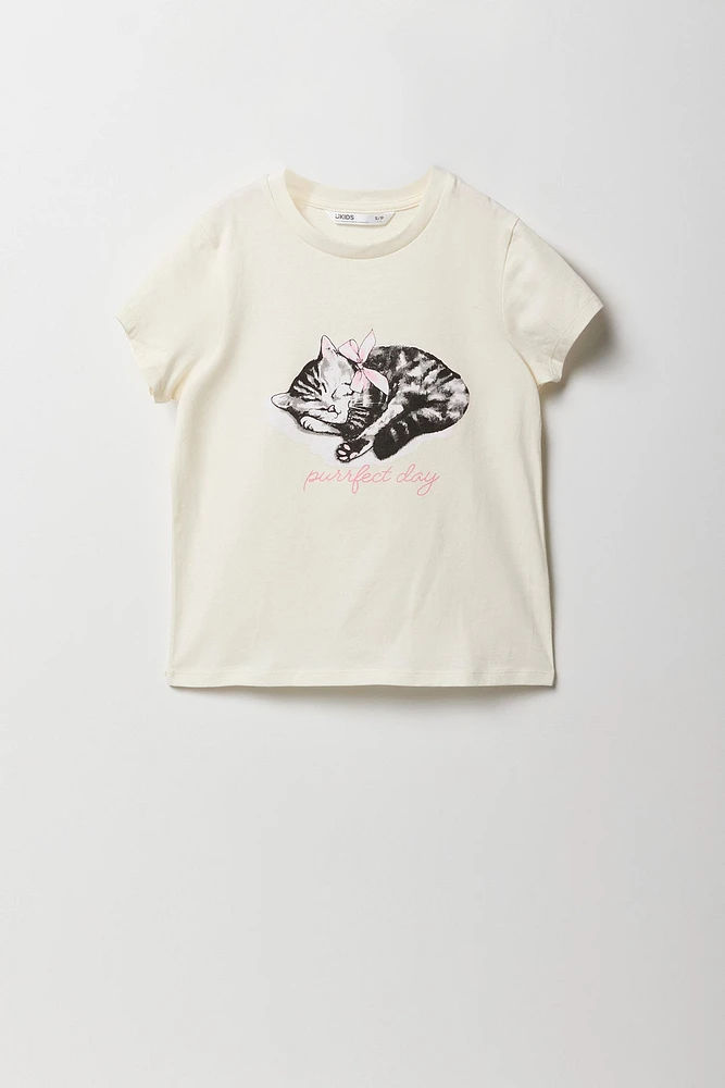 Girls Purrfect Day Graphic T-Shirt