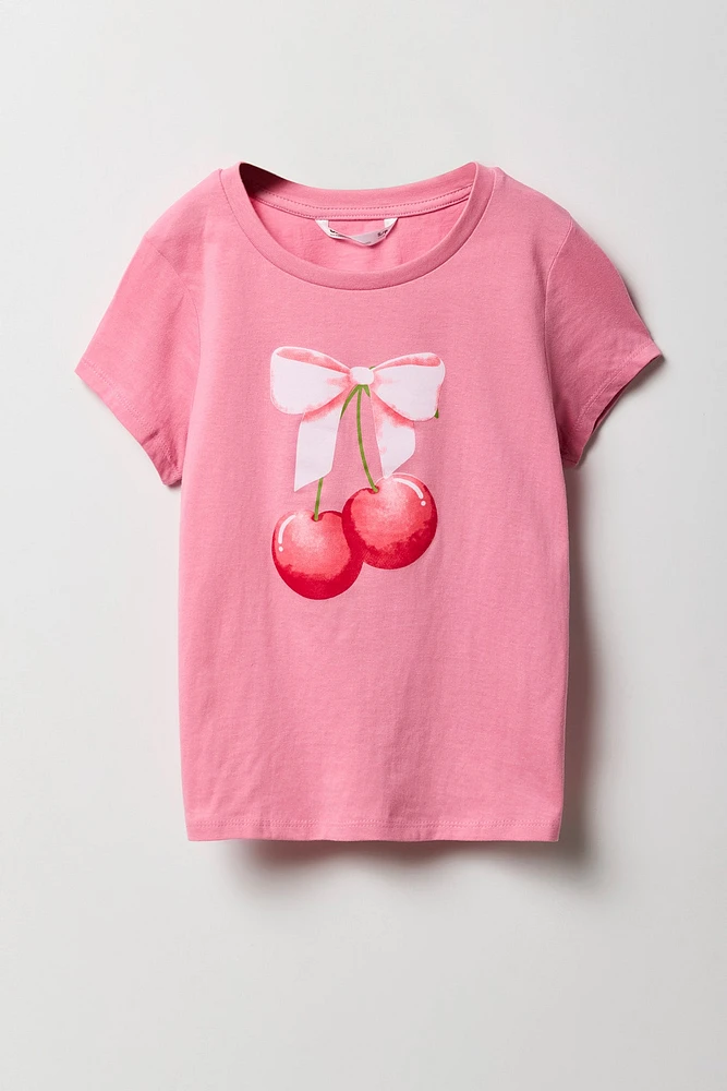 T-shirt à imprimé Cherry Bow pour fille