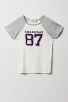 T-shirt raglan à imprimé Aeropostale 87 pour fille