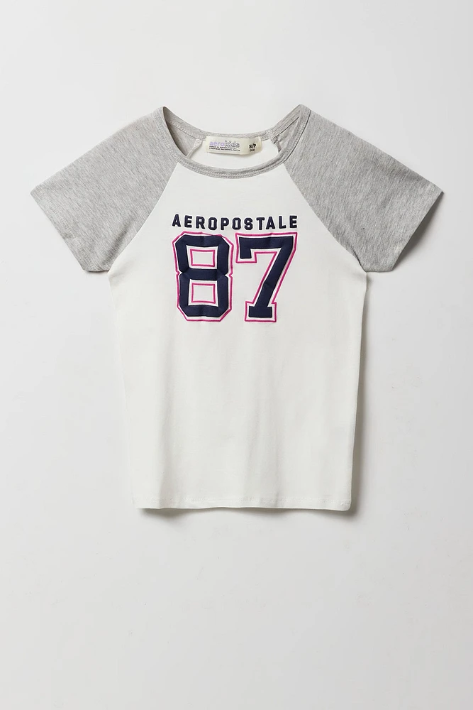 Girls Aeropostale 87 Puff Print Raglan T-Shirt