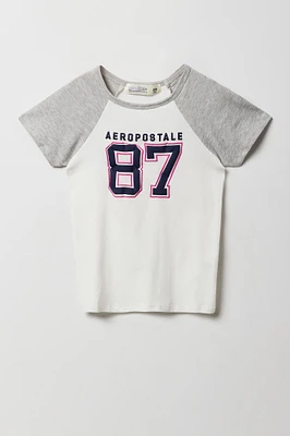 Girls Aeropostale 87 Puff Print Raglan T-Shirt