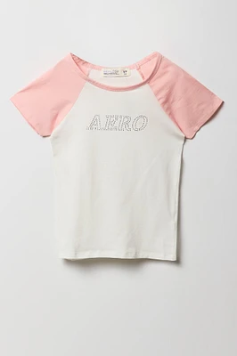 T-shirt raglan à imprimé Aero avec pierres du Rhin pour fille