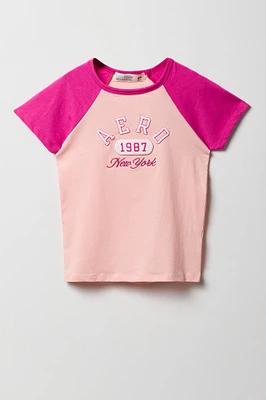 Girls Aero New York Embroidered Raglan T-Shirt