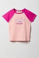 Girls Aero New York Embroidered Raglan T-Shirt