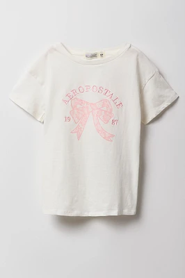 Girls Aeropostale Bow Embroidered T-Shirt