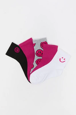 Chaussettes un quart assorties à motif de sourire (paquet de 5)