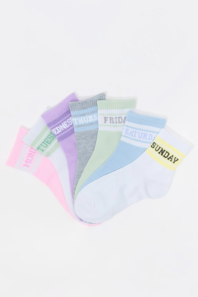 Chaussettes un quart Jours de la semaine pour filles (paquet de 7)