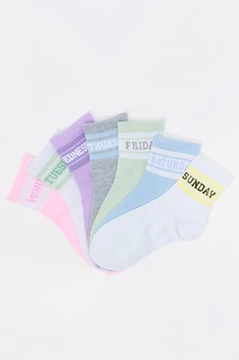 Chaussettes un quart Jours de la semaine pour filles (paquet de 7)