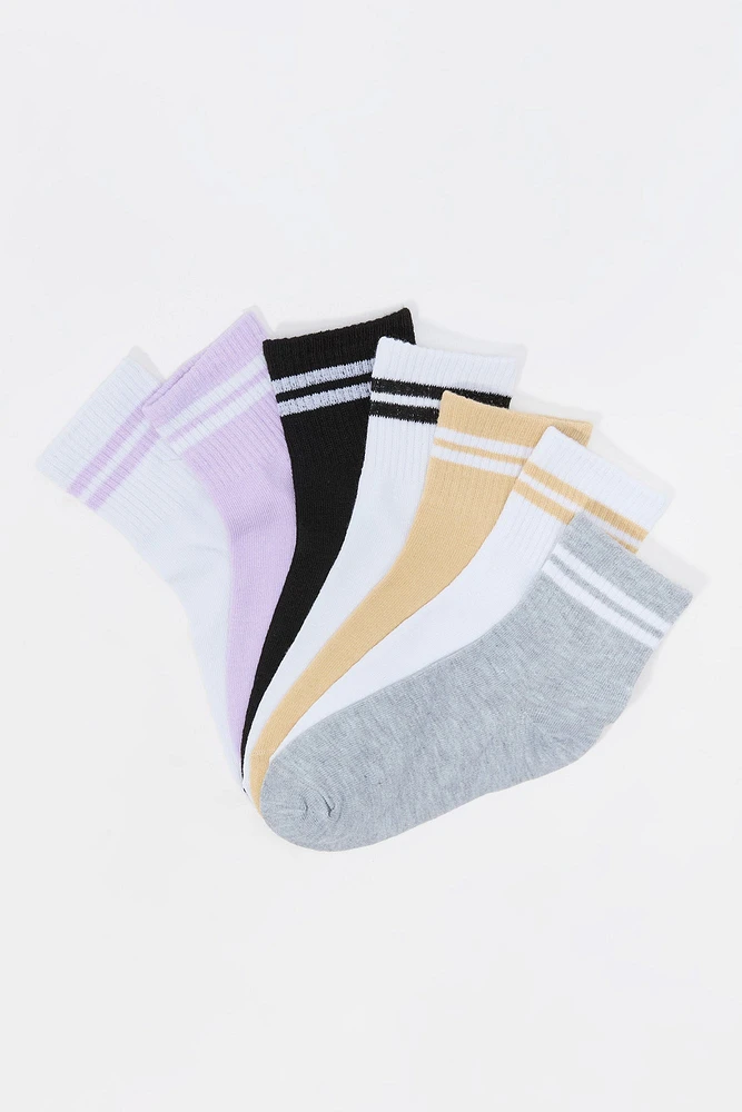 Chaussettes un quart à chevilles rayées pour filles (paquet de 7)