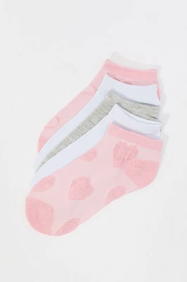 Chaussettes aux chevilles assorties à motif de coeur pour filles (paquet de 5)