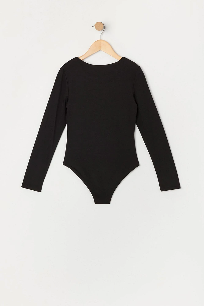 Girls Crewneck Long Sleeve Bodysuit