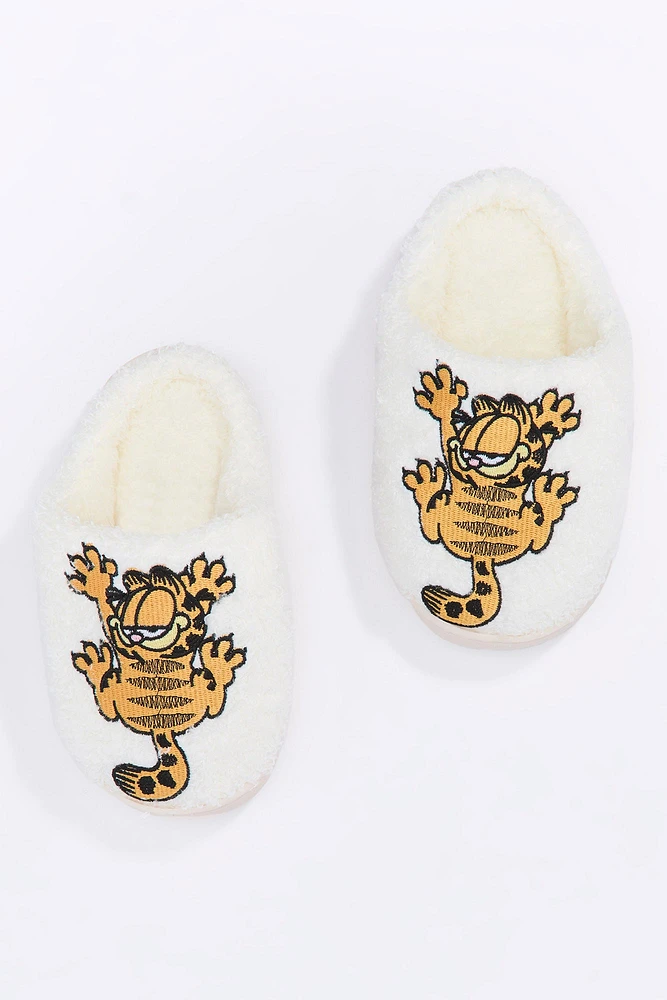 Girls Garfield Sherpa Slippers