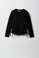 Girls Cable Knit Side Cinched Top